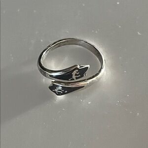 Vintage Siam Sterling Silver Niello Ring Thai Dancer Size 4.5 Pinky Ring Boho